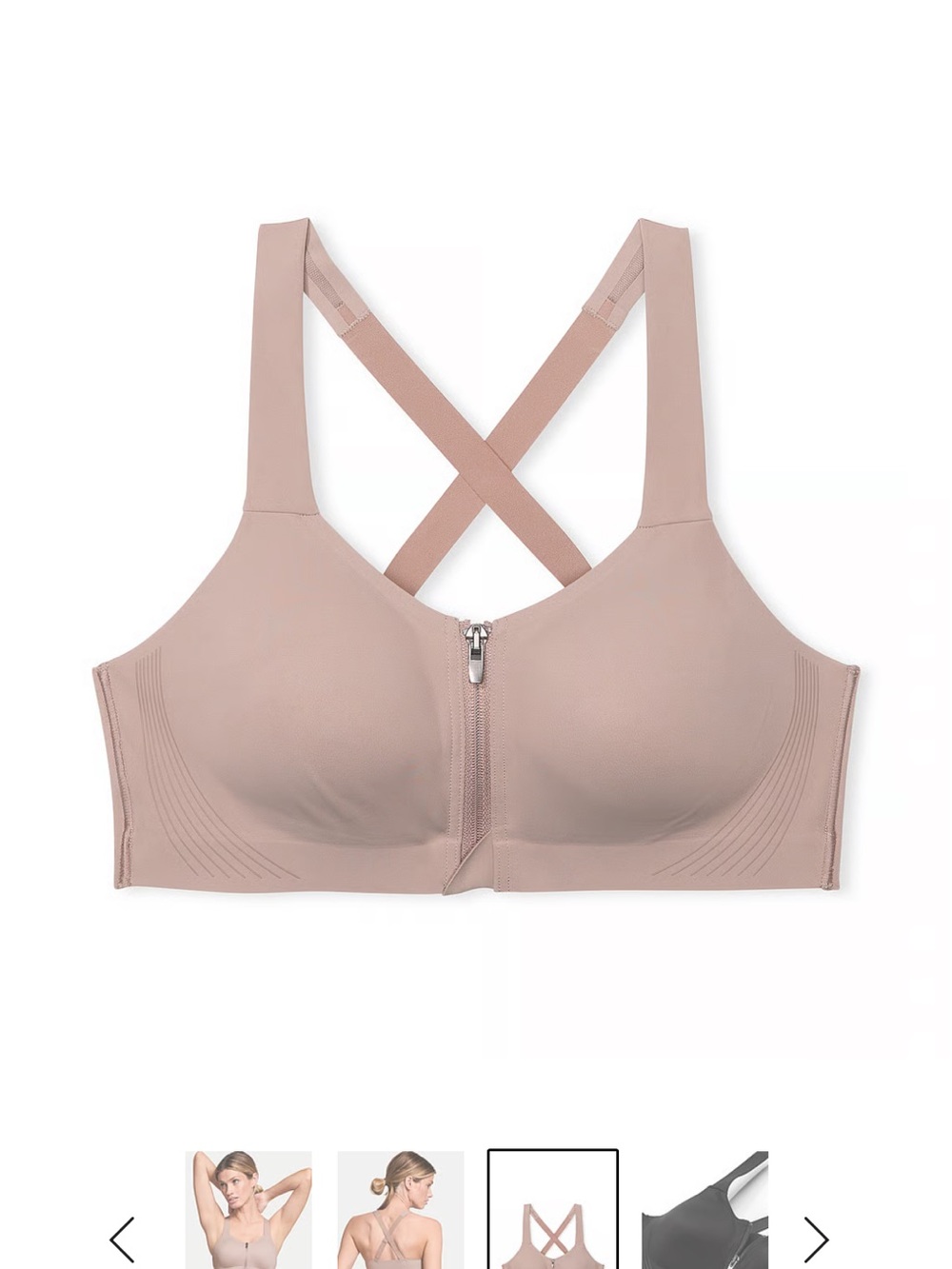 Victoria's Secret Knockout Toupe Front-Zip High Impact VSX Support Bra